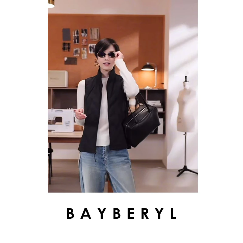 BAYBERYL老贝沙漏线*解构无缝立领25秋冬羽绒马夹MJ5F1304-8/3