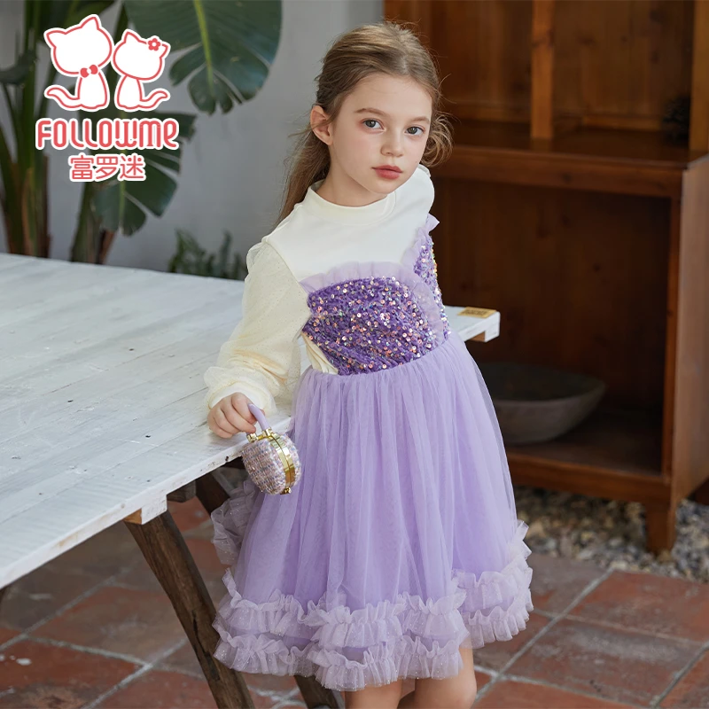 富罗迷2025年新款假两件儿童公主裙可爱洋气连衣裙F4C6088L