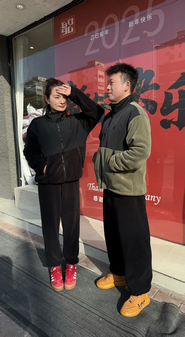 【宋晓暖】北海豚拼接保暖套装秋冬韩系情侣亲子正品加绒NJ-24101