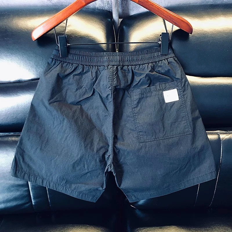 高端品质纯黑色休闲短裤男夏薄款冰丝速干跑步运动开叉三分四分裤