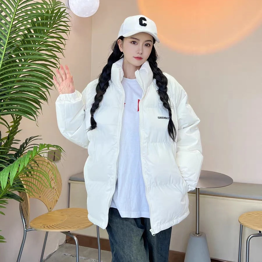 潮牌米白色棉衣男女同款秋冬加厚保暖棉服时尚潮流休闲外套棉袄