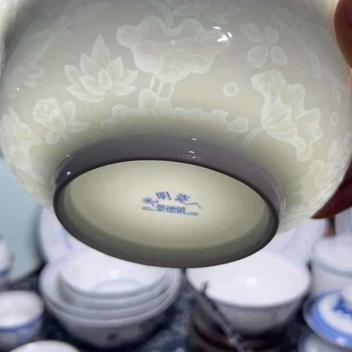 依***舊纯白7寸年年有鱼面碗2个