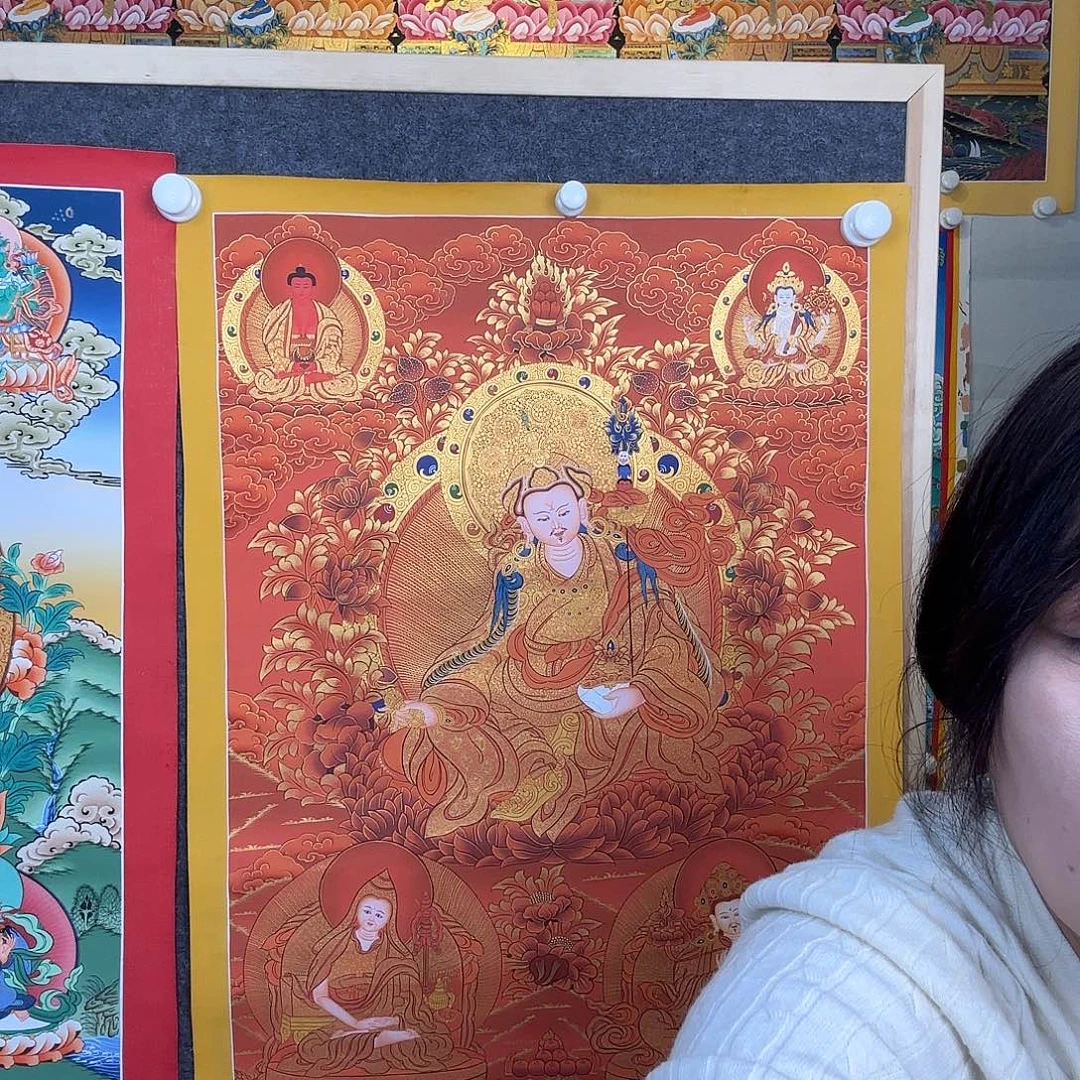 L***丽卷轴画纯手绘莲师唐卡补差价80