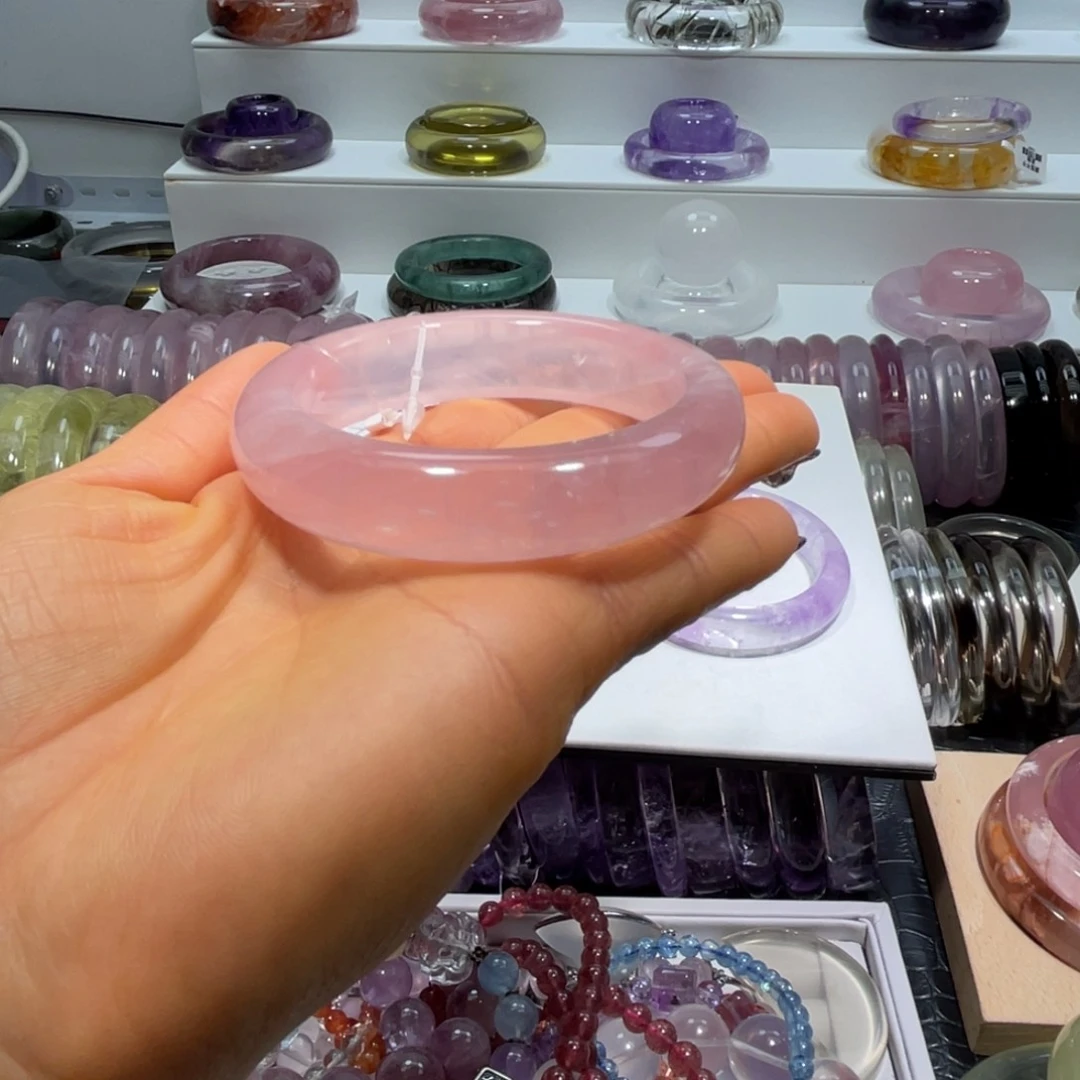 水晶手镯56.6圈口18号未镶嵌尧*