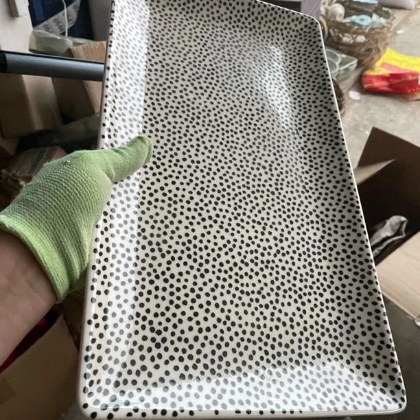 外贸尾单高温陶瓷波点42厘米大托盘