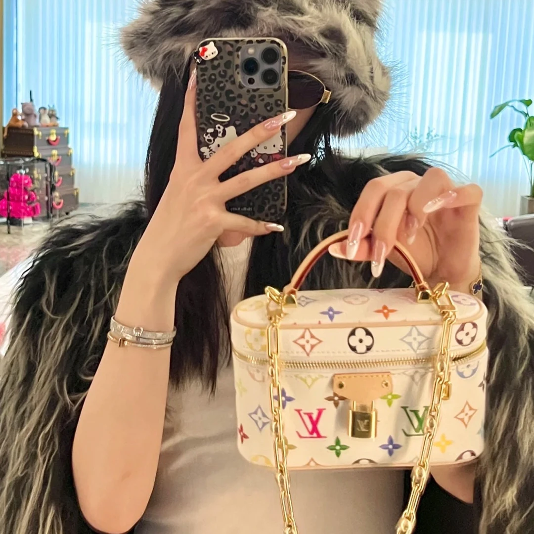 未使用 LouisVuitton/路易威登 LV 村上隆 白三彩盒子包