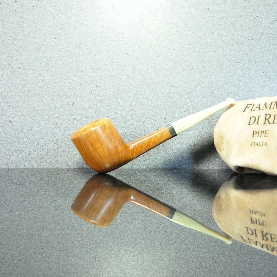 意大利火焰王烟斗石楠木Flamma Dire双皇冠直柄原木色银圈包邮