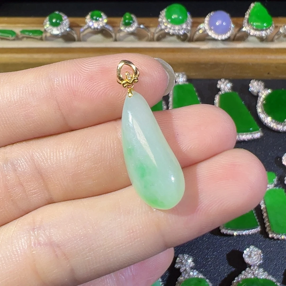 翡翠18K金镶嵌吊坠(不含链)