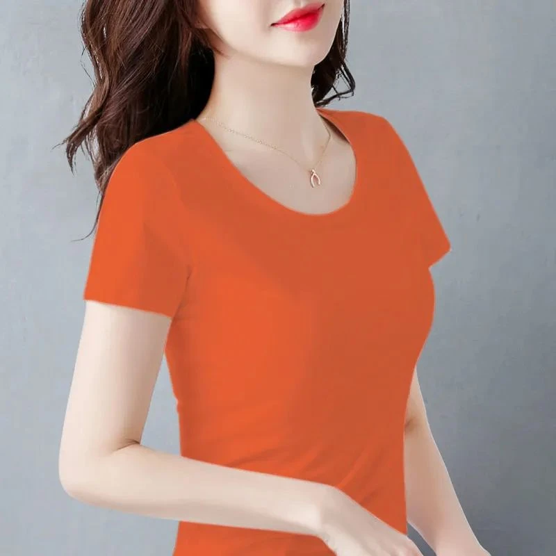 白色t恤女短袖修身显瘦2025年夏季新款韩版圆领大码百搭黑色上衣
