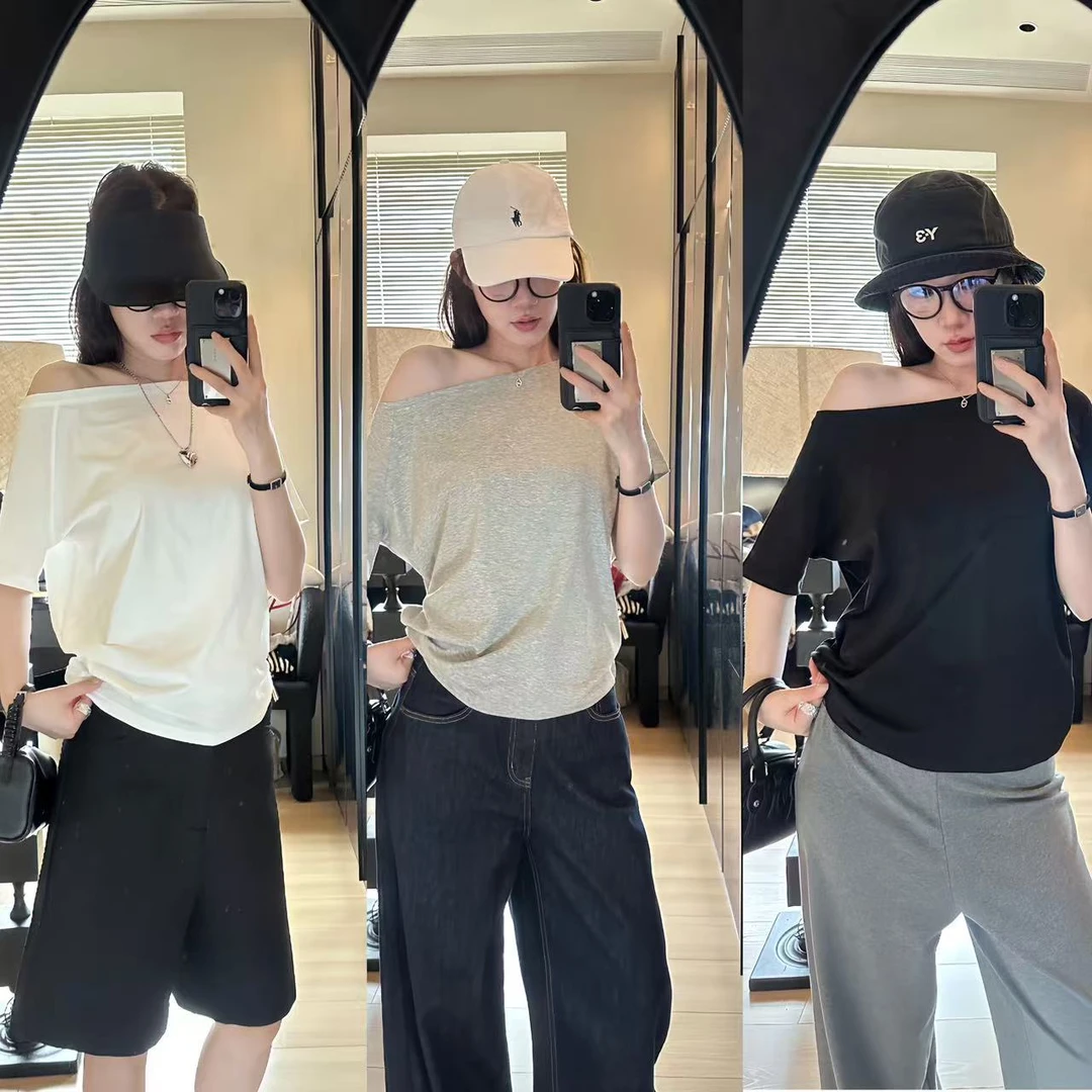 LA  基础百搭 多穿一字领斜肩 T恤 26498