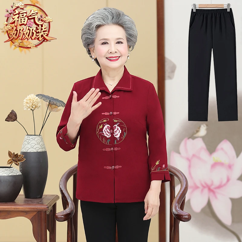 中老年女装时尚妈妈装洋气奶奶装套装夏季薄款中国风送老年人