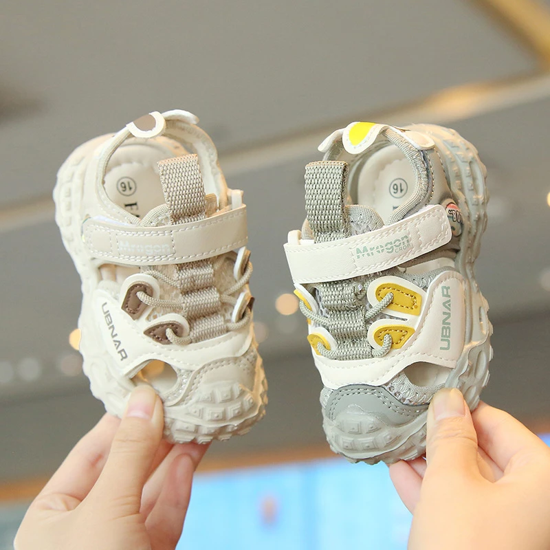 夏季新款韩版男女童小童婴儿宝宝软底休闲魔术贴网凉鞋运动沙滩鞋