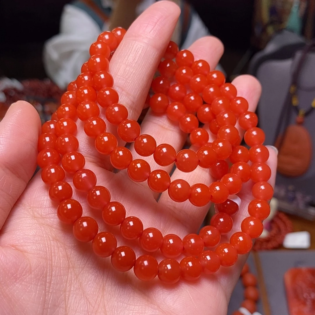 南红玛瑙多圈7m m未镶嵌大*