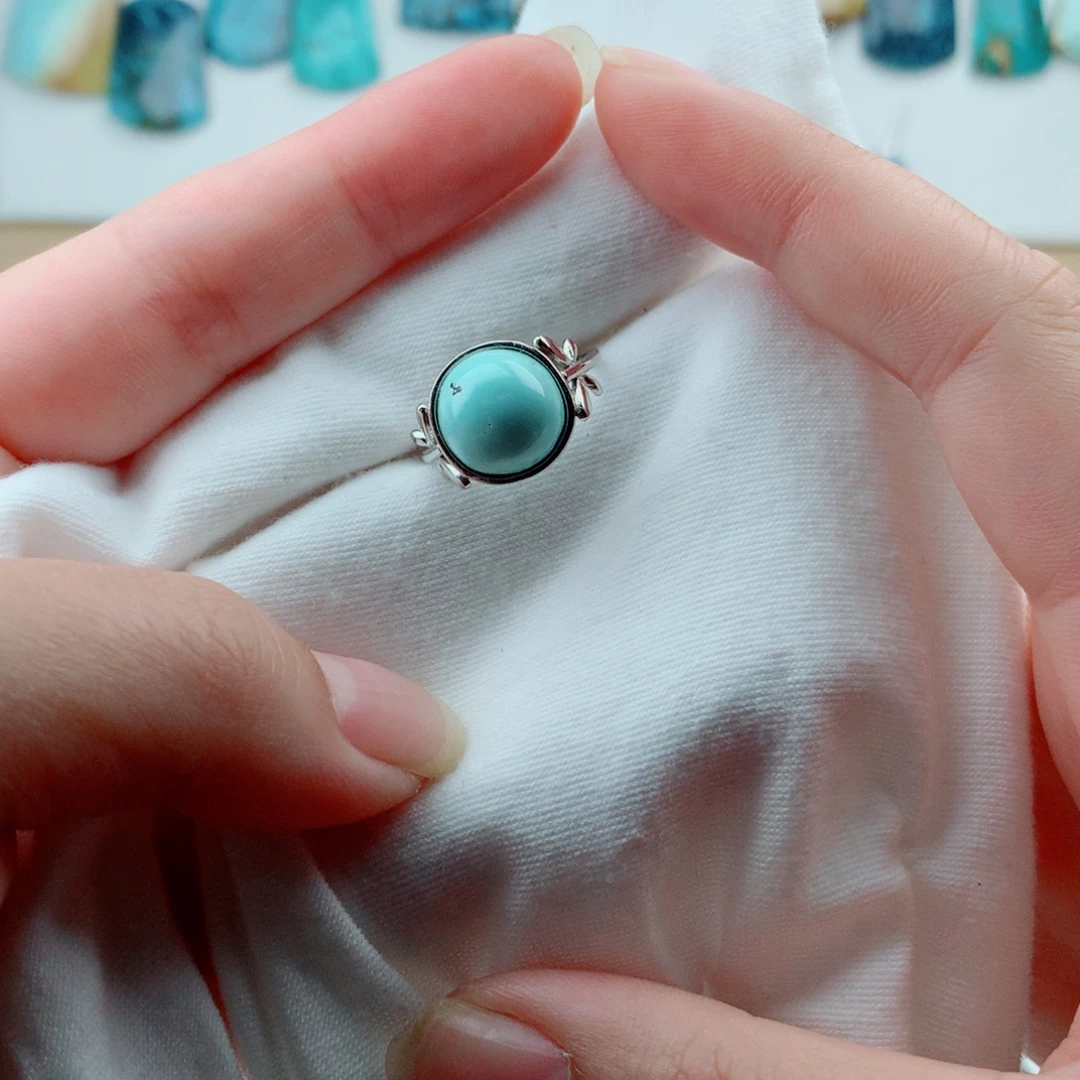 绿松石银S925镶嵌戒指
