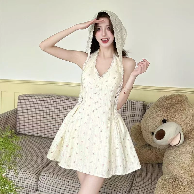 你的战袍~法式温柔长裙小个子连衣裙碎花甜美显瘦新款收腰修身