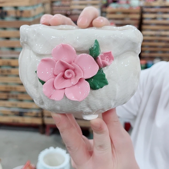 有孔，凑10元包邮陶瓷花盆发货！