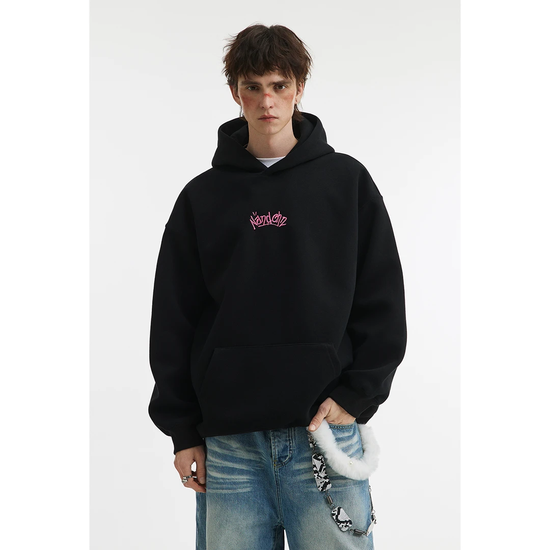 男道潮牌美式重磅连帽卫衣男女高街字母印花宽松重磅无性别帽衫