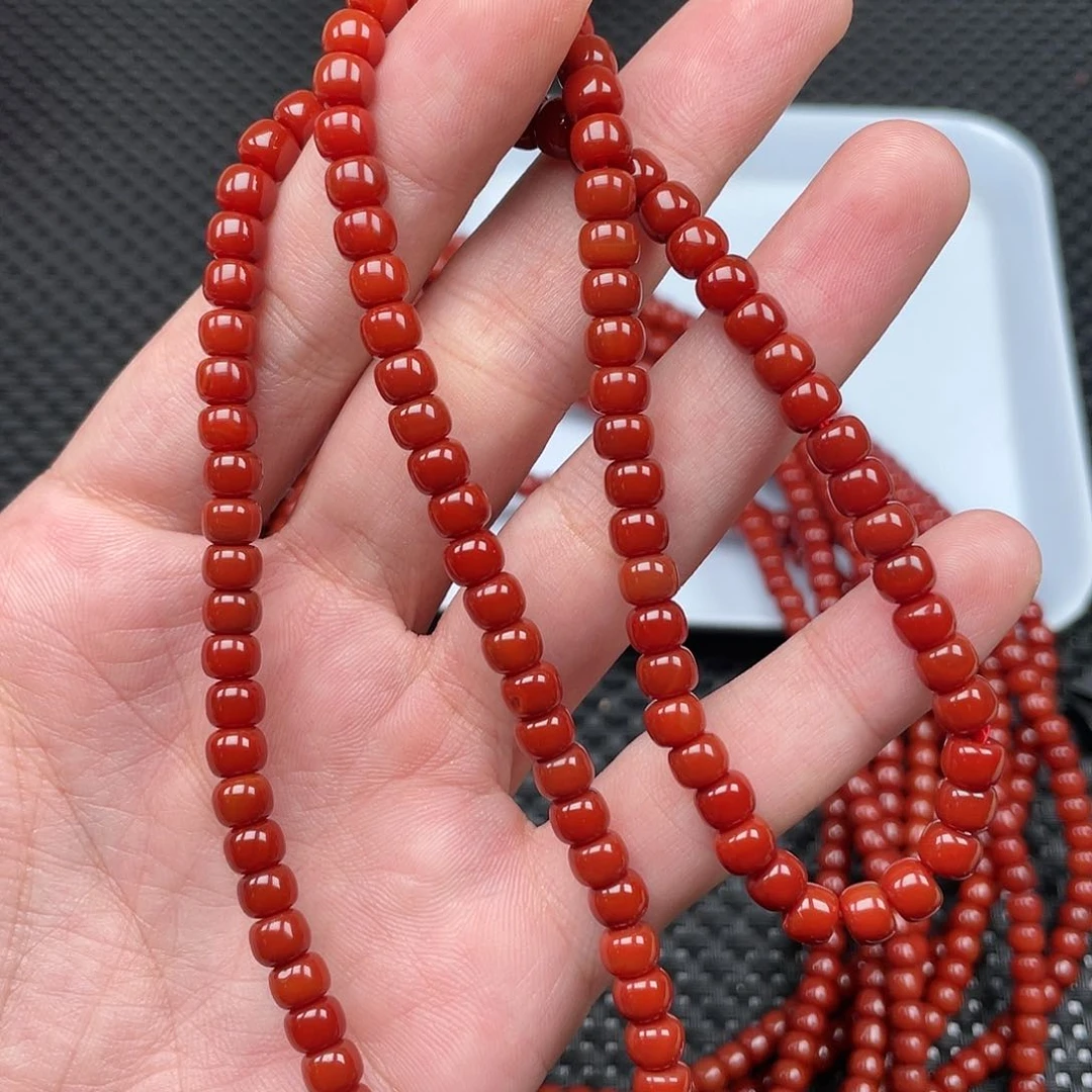 南红玛瑙6mm柿子红老型三圈未镶嵌