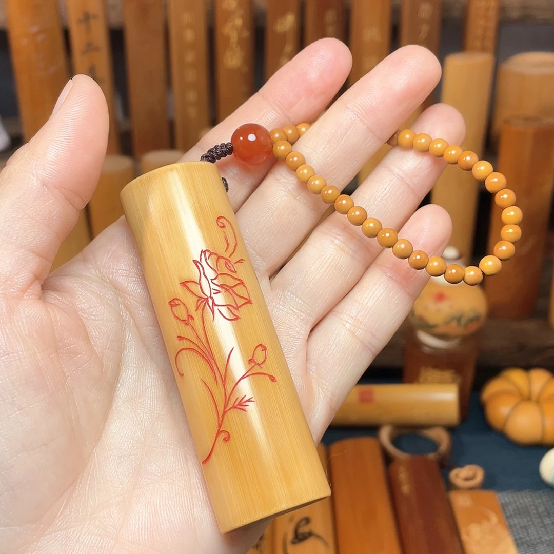 竹原创设计线雕玫瑰花掌中宝