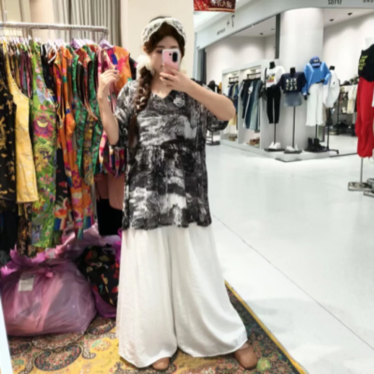 深圳3741南油高定水墨画大衫宽松气质百搭上衣