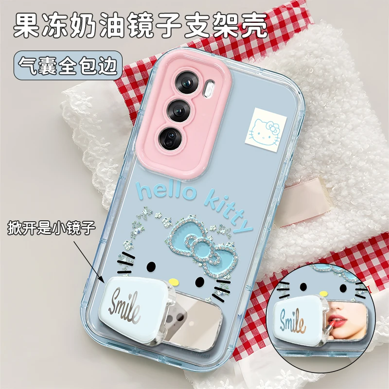 蓝色碎花kt猫适用【OPPO】Reno14/Reno13Pro/Reno8Pro/Reno11手机壳