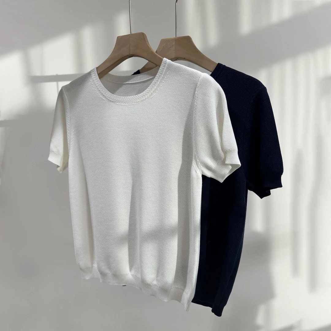 晶哥鱼鱼春夏新款圆领针织罗纹口T 172