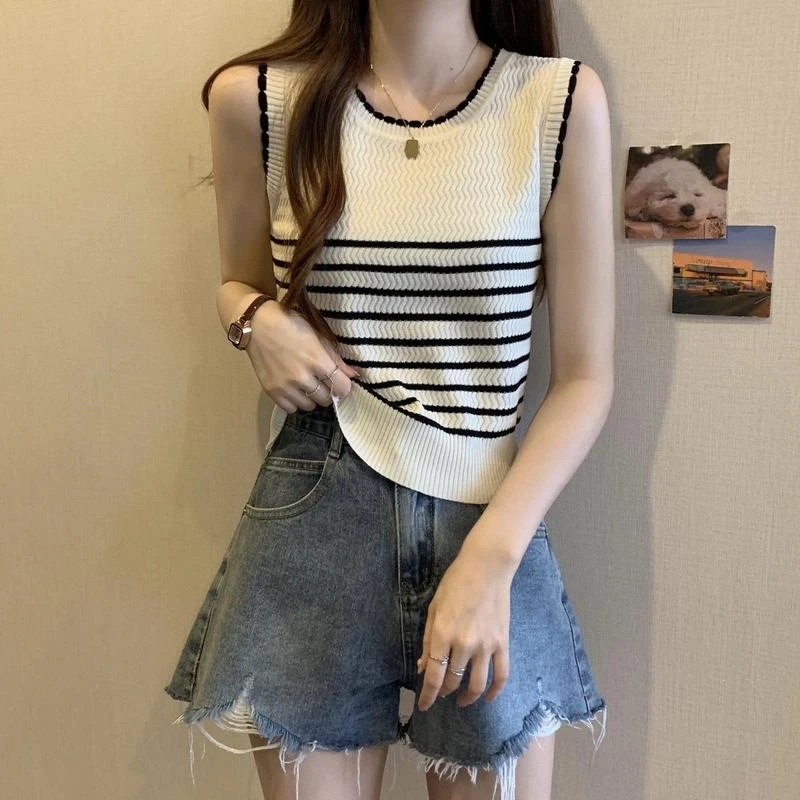 外穿条纹吊带背心女夏季2025年新款宽松显瘦内搭无袖上衣辣妹春秋
