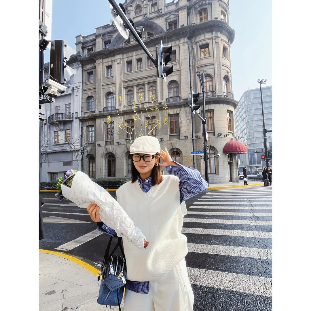 【25新款】秋款百搭宽松休闲圆领针织马甲背心 G1055