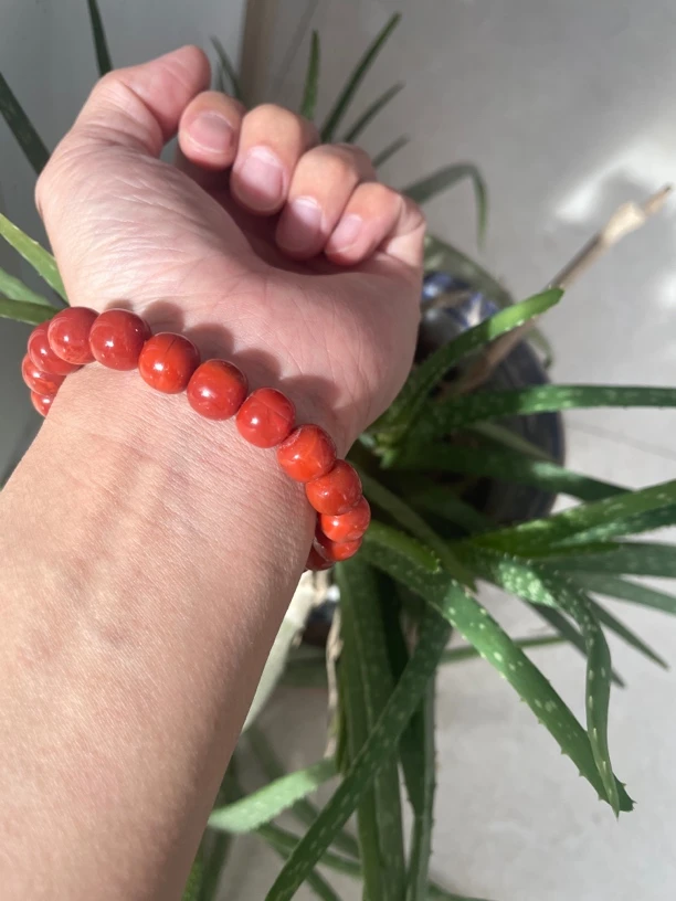 南红老型手串21颗卡9.5-10.5