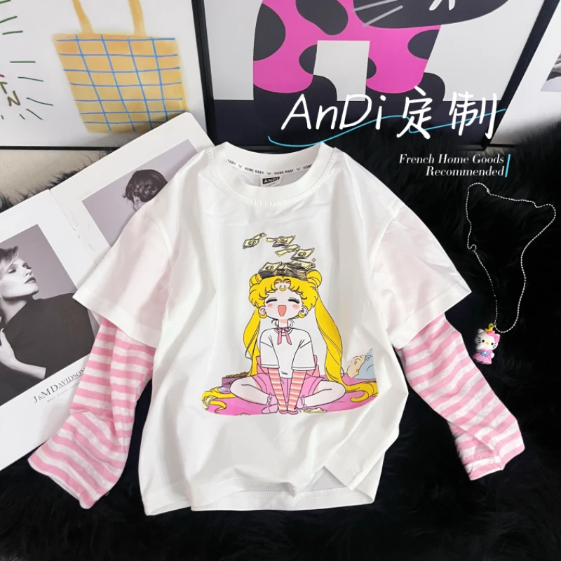 〖ANDI〗安迪订制秋季新款女童中大童时尚少女假两件5053