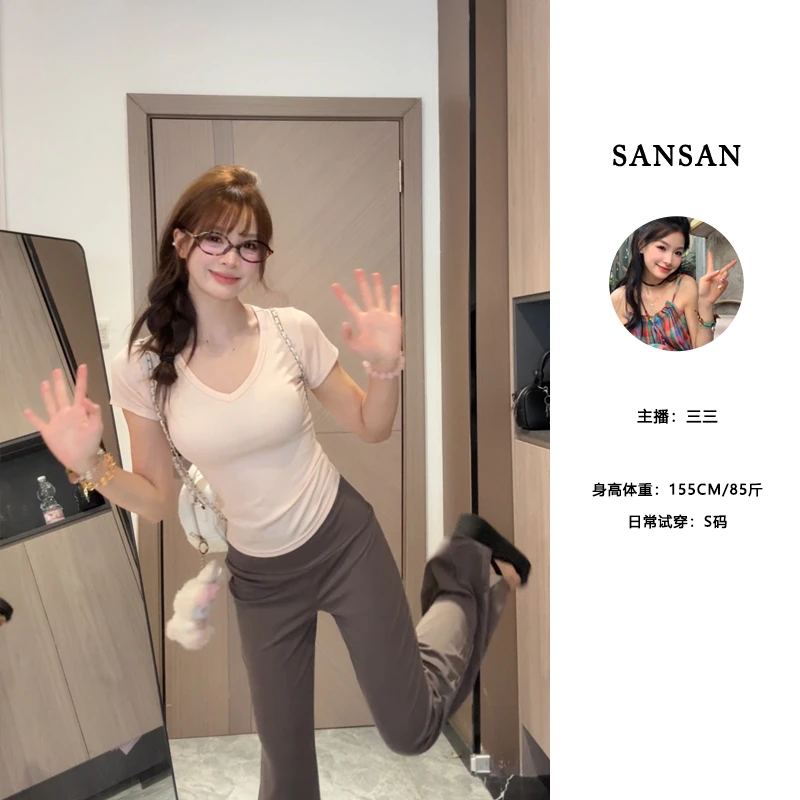 【三三】（经典skims）多色圆领T恤百搭显瘦女修身正肩短款上衣