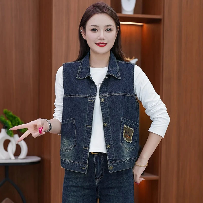 高含棉复古短款女士牛仔马甲2025年秋季新款时尚洋气坎肩马夹外套