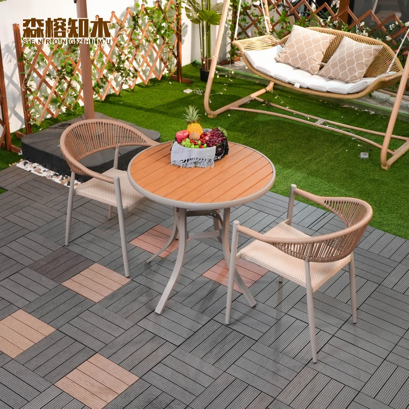 知木户外铝合金桌子藤编桌椅露天庭院室外防水防晒阳台洛兰椅休闲