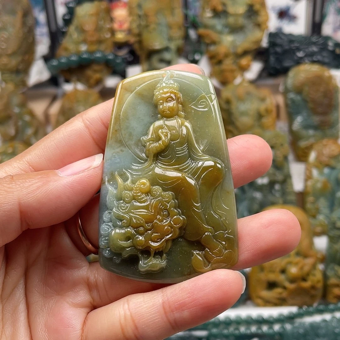 翡翠未镶嵌颈饰天然翡翠a货文殊