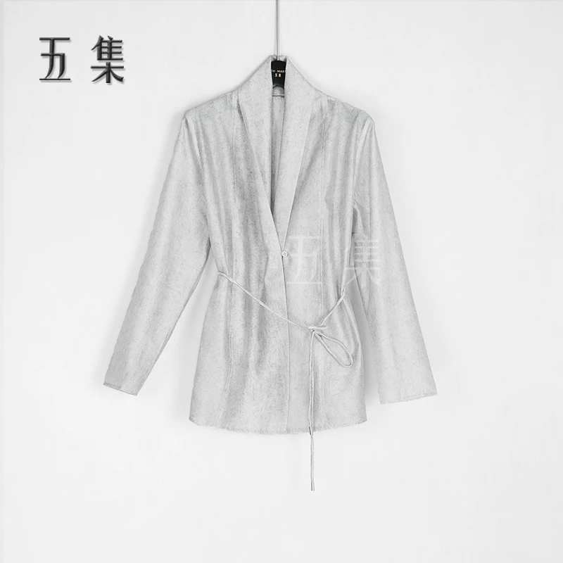 五集 时尚新款气质V领腰带款长袖衬衣S6580