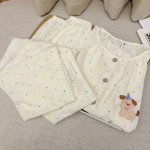 2025睡衣女ins夏天短袖短裤新款休闲卡通学生家居服套装外出宽松