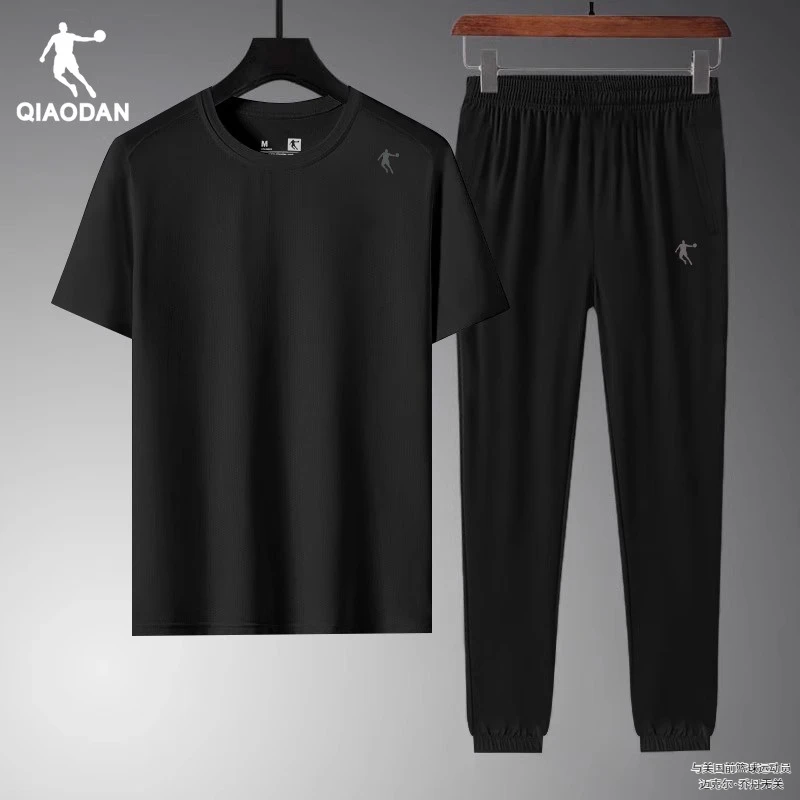 乔丹运动套装男冰丝休闲运动服短袖T恤长裤官网旗舰秋季薄款男装