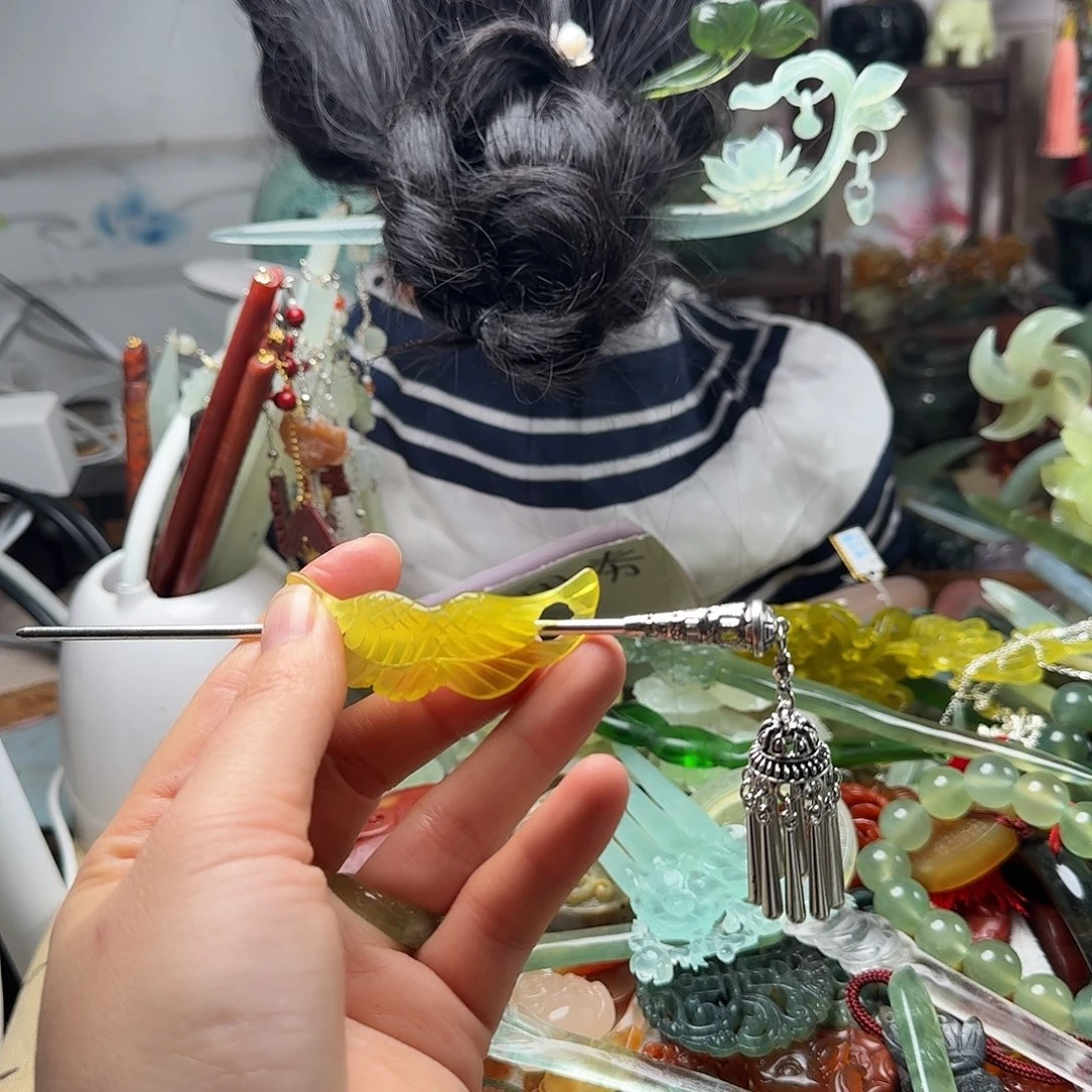 蛇纹石玉合金发饰