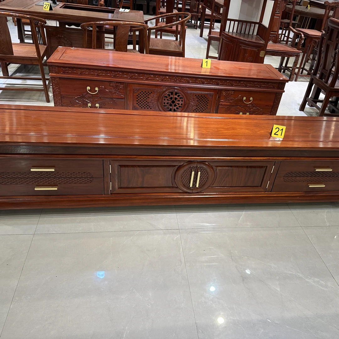 2.4米四抽两门团圆花梨木电视柜