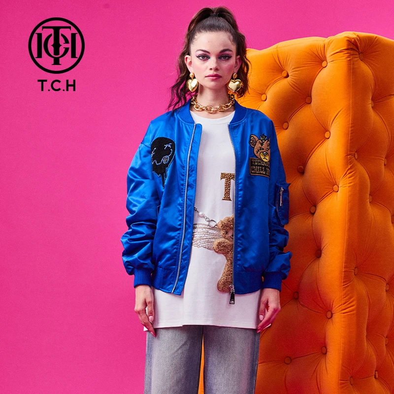 TCH服饰店播-新款烫钻休闲时尚潮流个性短款显瘦外套T66C166015