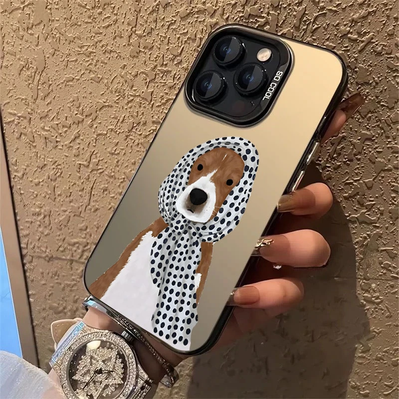 彩银头巾小狗适用苹果16ProMax手机壳15Pro苹果iPhone17男14女13P