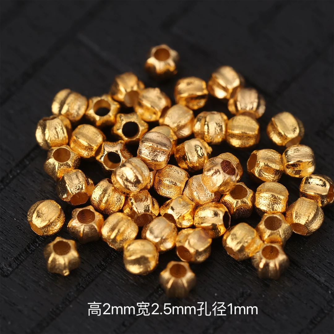 【来福工厂】18k金实心金南瓜珠小隔珠手串项链配饰配件