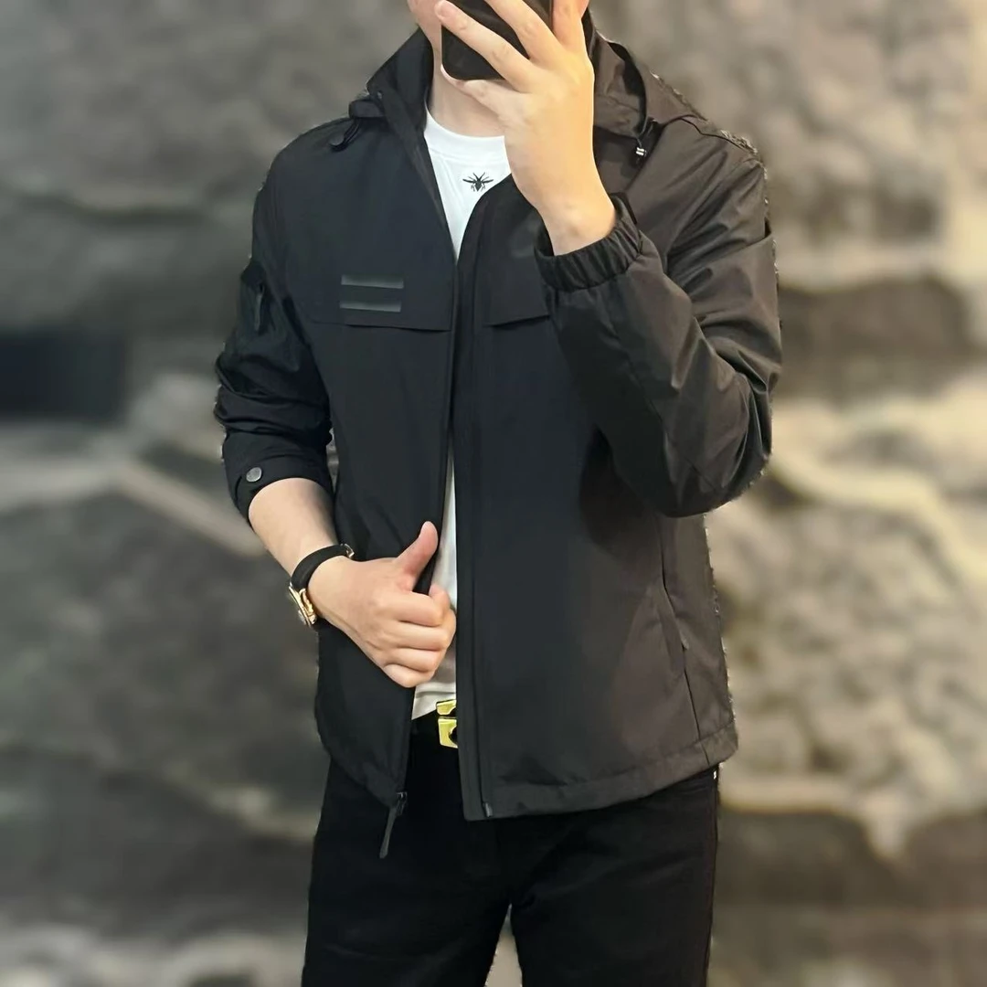 新款高端男士潮流百搭个性休闲简约连帽夹克2503