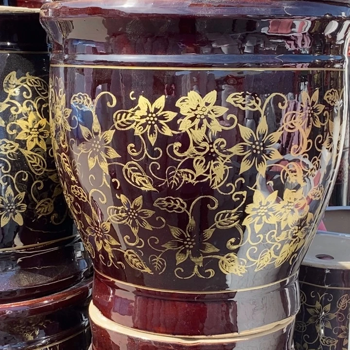 低腰棕金花缸特大号口40/40