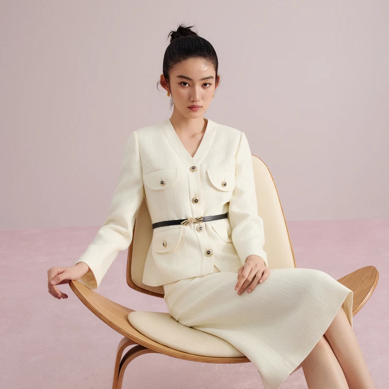 LIME/莱茵【都市节拍】韩系千金风梭织短截上衣本白色LDGC7AWCJK51