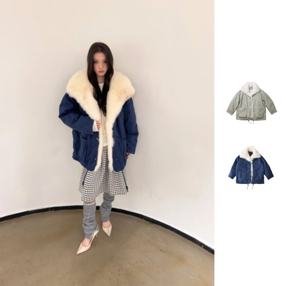 MANZANILLA 设计师品牌 25冬季新品可脱卸狐狸毛领鹅绒派克服