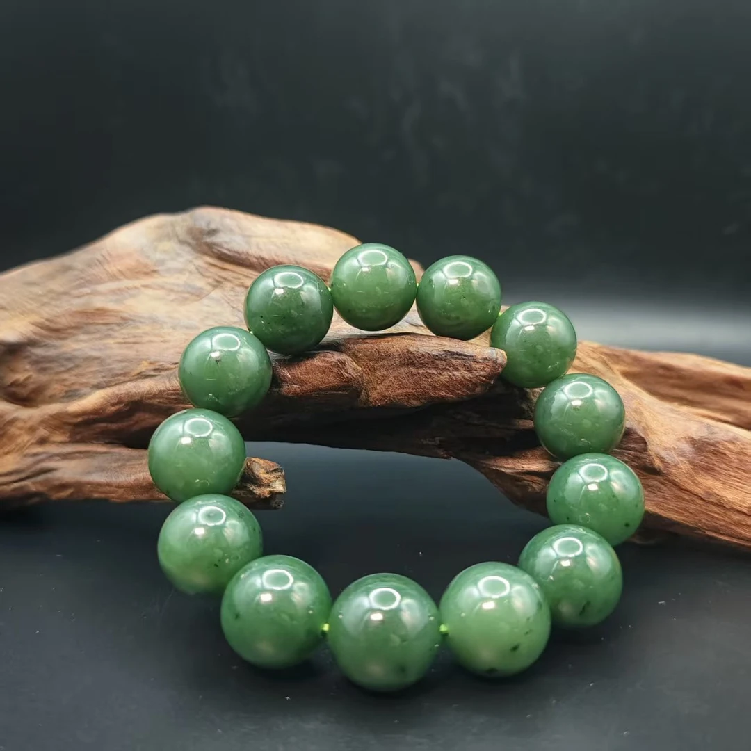 K和田玉碧玉圆珠手串（卡16）1964