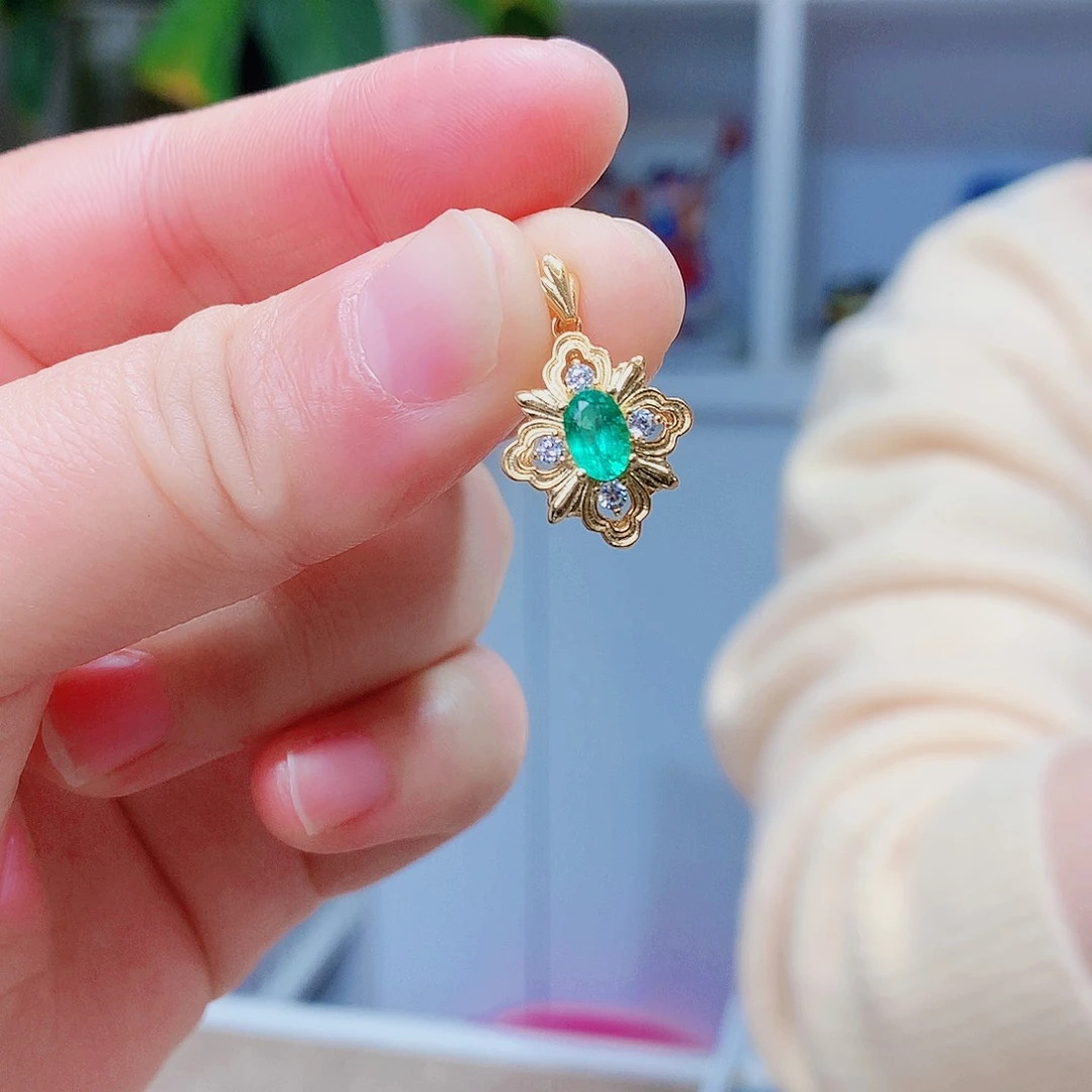 颈饰银S925镶嵌祖母绿?****