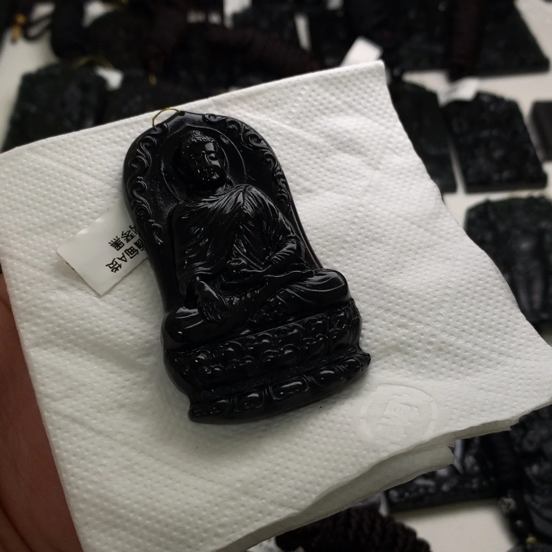 天然缅甸a货钢琴黑挂件