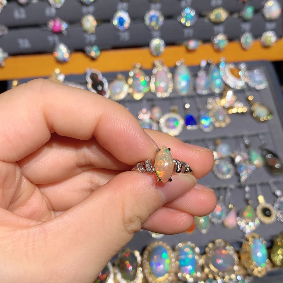 银S925镶嵌欧泊欧泊戒指z